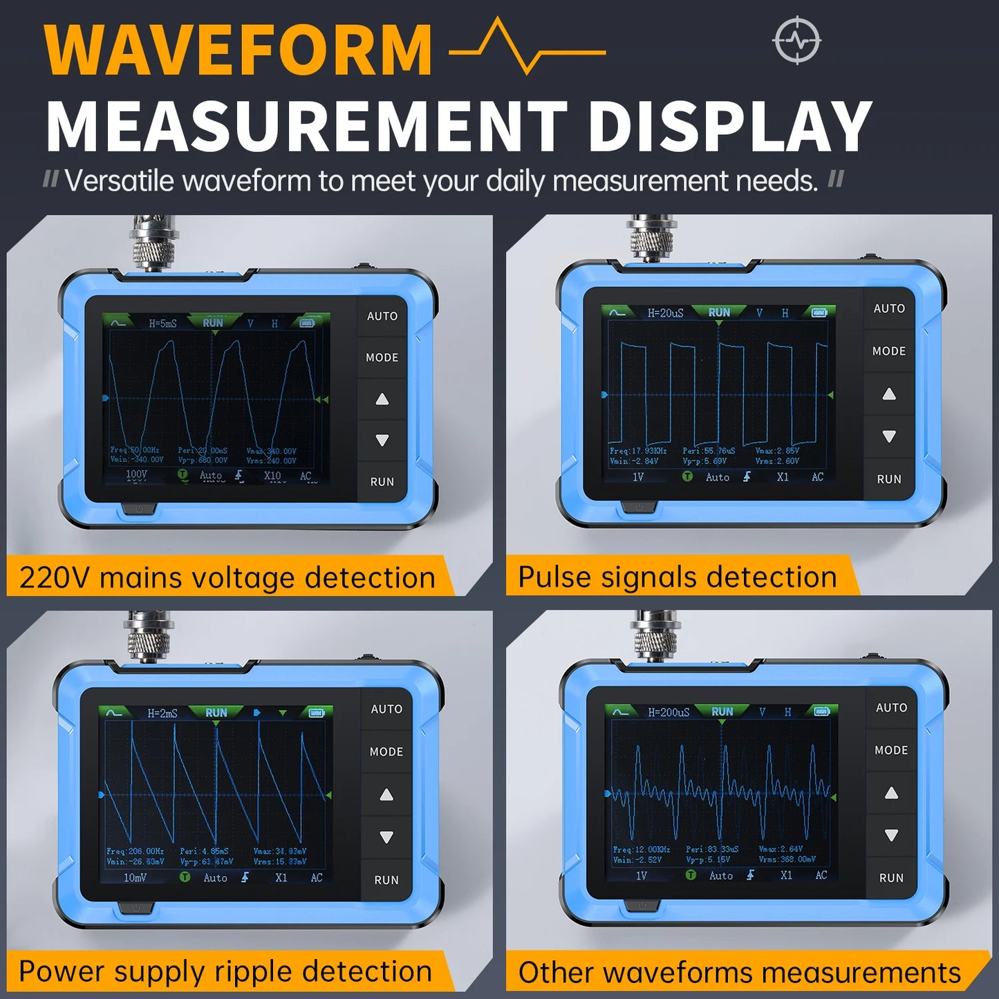 FNIRSI DSO510 New 10MHz Handheld Digital Oscilloscope 2 in 1 Signal Generator 48MS/s Sampling Rate Electronics Reparie Tools