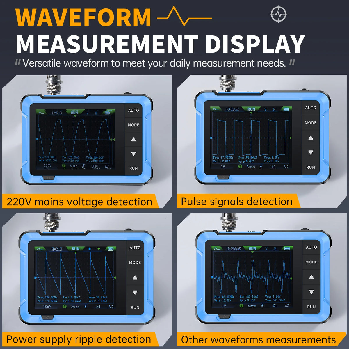 FNIRSI DSO510 New 10MHz Handheld Digital Oscilloscope 2 in 1 Signal Generator 48MS/s Sampling Rate Electronics Reparie Tools
