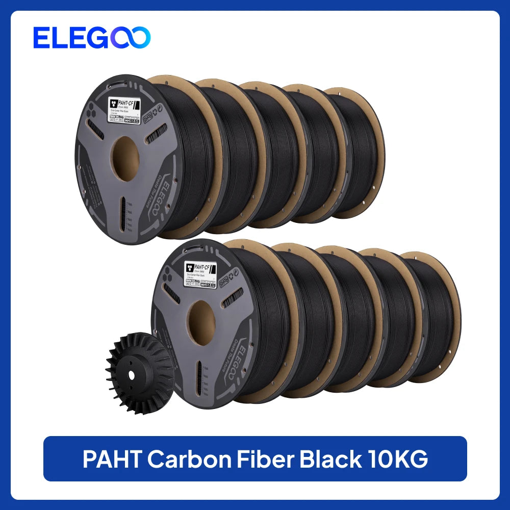 ELEGOO PAHT-CF Carbon Fiber Filament 1.75mm Black, Nylon CF High Temp 3D Printing,Corrosion Resistance,for Enclosed 3D Printers