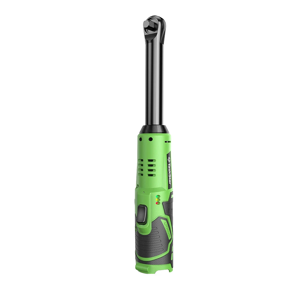 TaskStar 6 Inch Extended Cordless Ratchet Wrench 3/8" Portable Electric Wrench 36.88Ft-lbs for Car Repair 2*2.0Ah Battery Powered Handheld Angle Wrench with LED Work Light