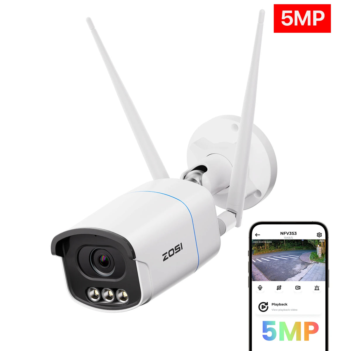 ZOSI 8MP/5MP Aurora Lux WiFi Security Camera True Full Color Night AI Detection Outdoor 4K/3K HD CCTV Video Surveillance Camera