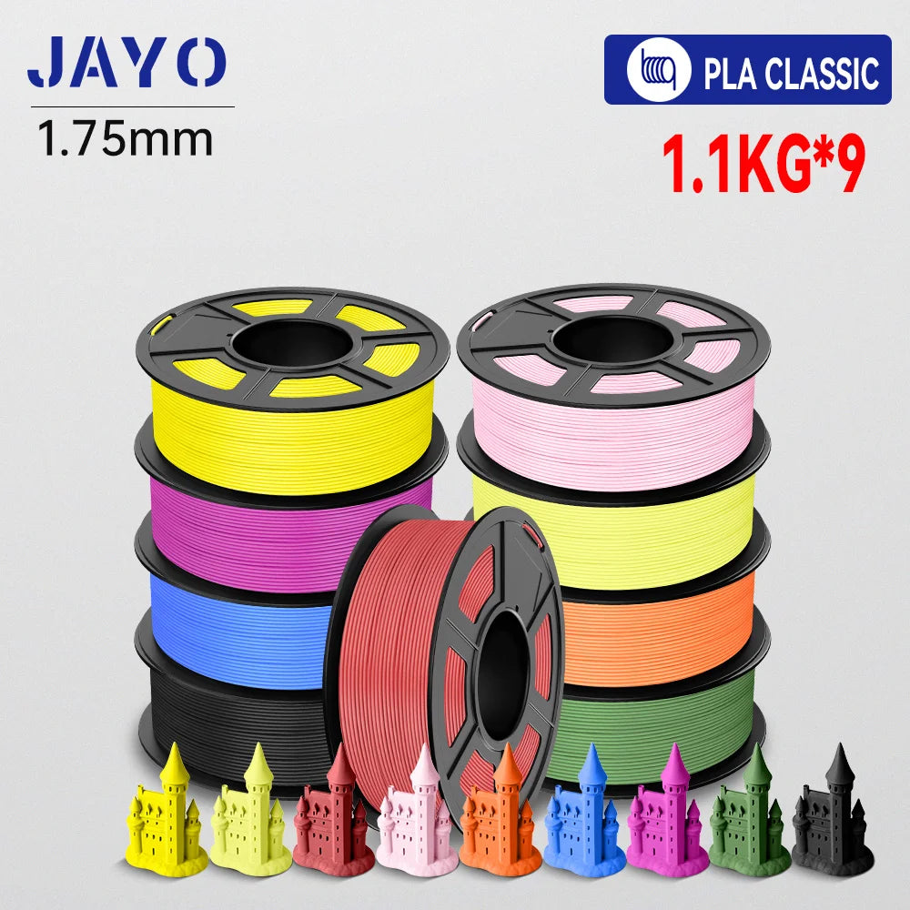 JAYO 9/10 Rolls 3D PETG/PLA/PLA PLUS Printer Filament 1.75mm 100% No Bubble non-toxic 3D Printing Materials for 3D Printer& Pen