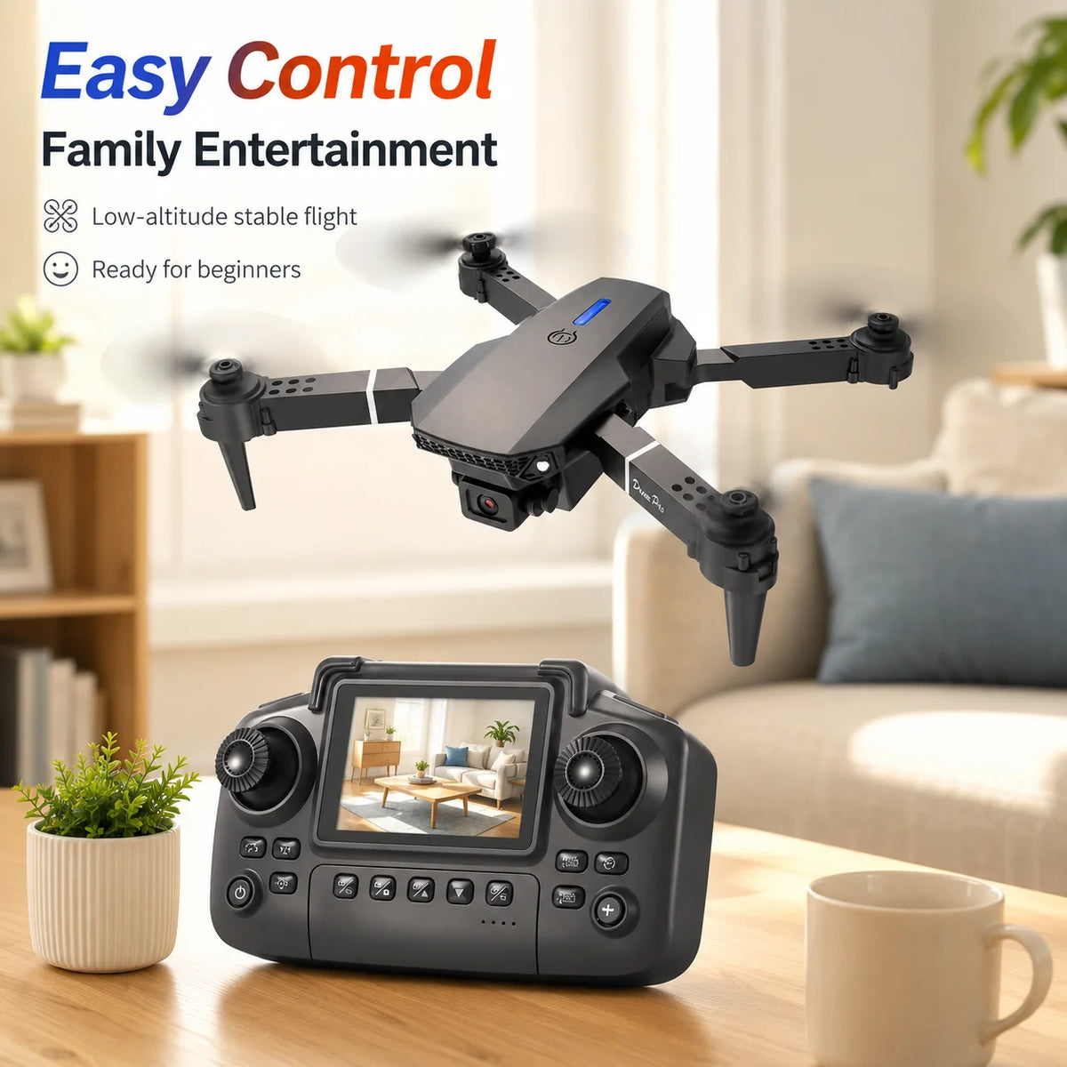 ZNLYRION 480PFoldable FPV Drone with Screen Remote Dual Camera Altitude Hold Headless Model LED Night Light