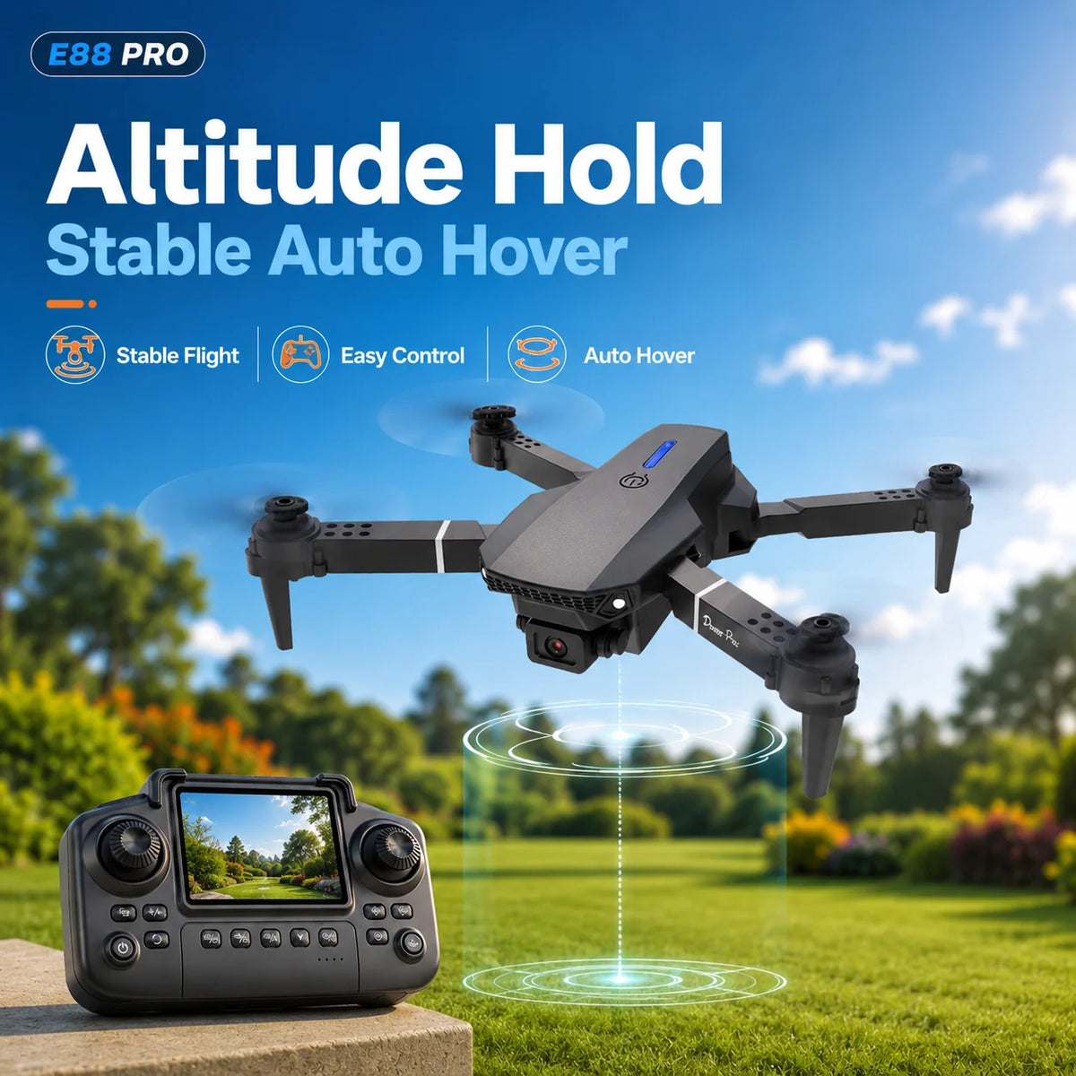 ZNLYRION 480PFoldable FPV Drone with Screen Remote Dual Camera Altitude Hold Headless Model LED Night Light