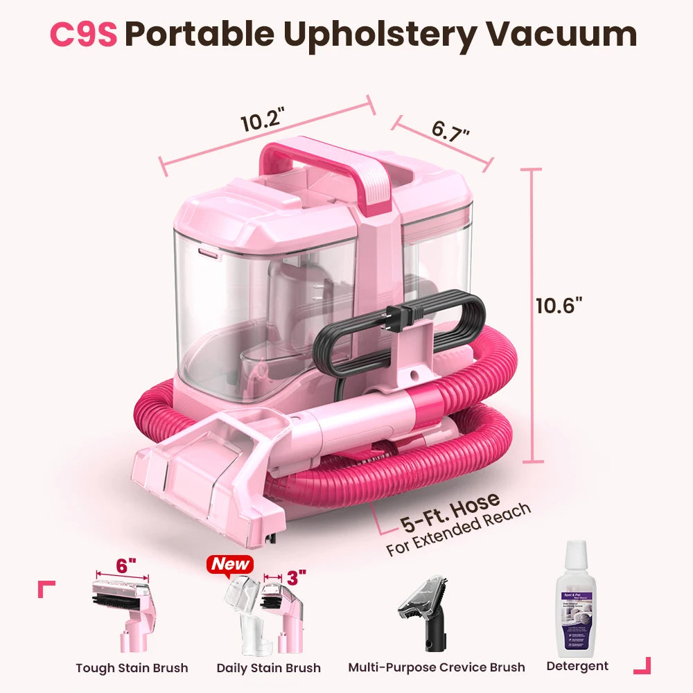 YISORA C9/C9S Portable Carpet & Upholstery Cleaner Machine, 15Kpa 13.5ft Corded Spot Cleaner for Carpet, Sofa, Car Seat