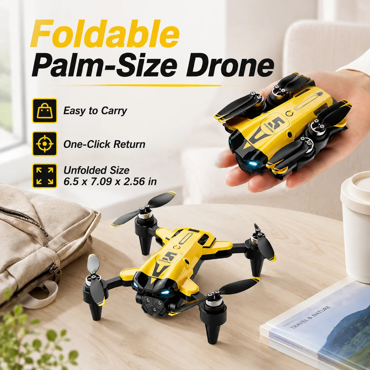 ZNLYRION 8K RC Drone Brushless M5 Three Cameras Optical Flow Hover Foldable FPV RC Quadcopter Obstacle Avoidance Drone Toy