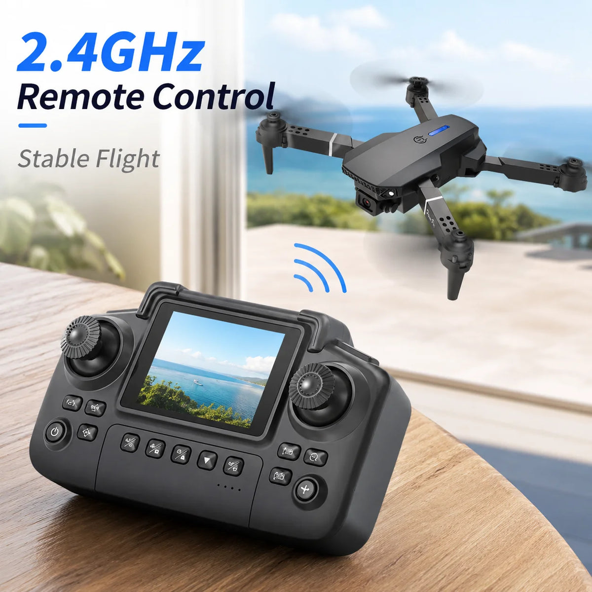 ZNLYRION 480PFoldable FPV Drone with Screen Remote Dual Camera Altitude Hold Headless Model LED Night Light