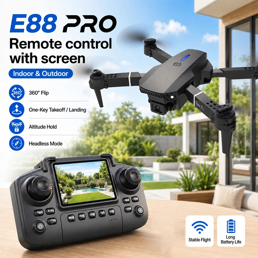 ZNLYRION 480PFoldable FPV Drone with Screen Remote Dual Camera Altitude Hold Headless Model LED Night Light