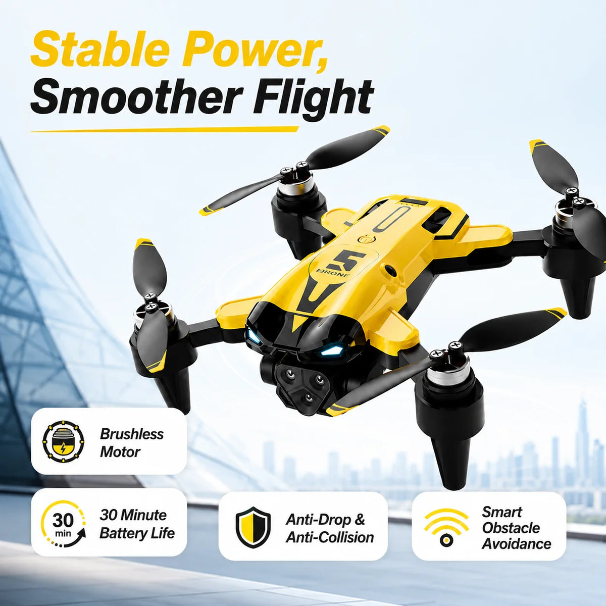 ZNLYRION 8K RC Drone Brushless M5 Three Cameras Optical Flow Hover Foldable FPV RC Quadcopter Obstacle Avoidance Drone Toy