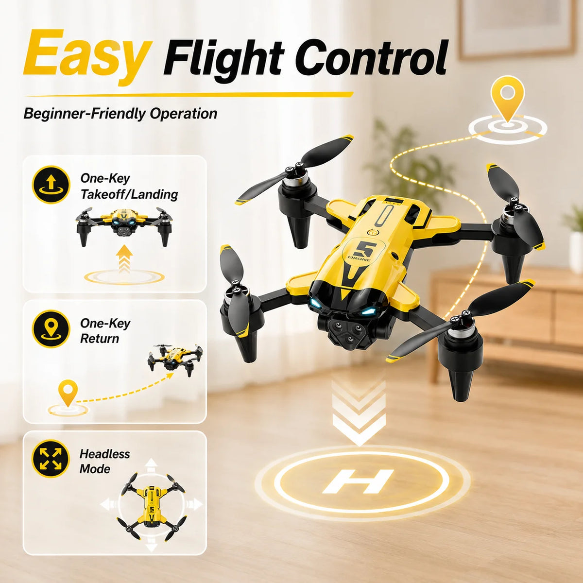 ZNLYRION 8K RC Drone Brushless M5 Three Cameras Optical Flow Hover Foldable FPV RC Quadcopter Obstacle Avoidance Drone Toy