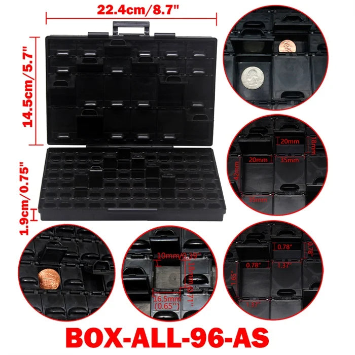 AideTek ESD Safe SMD Storage IC Box Bins Anti-statics SMT Organizer Transistor Electronics Storage Cases & Organizers BOXALLAS