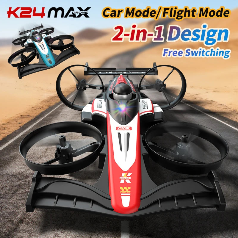 Look here! A mini car and drone combo - a dual-mode, multi-functional gift! One-button takeoff, stable hovering, racing mode, headless mode, and 360° aerial flips. The perfect Christmas gift or a fun birthday present!