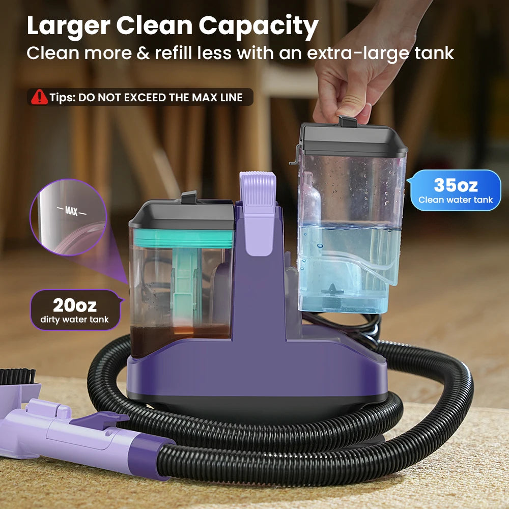 YISORA Portable Spot Carpet Cleaner,  18kPa Wet Dry Washing Cleaner Machine for Car, Sofa