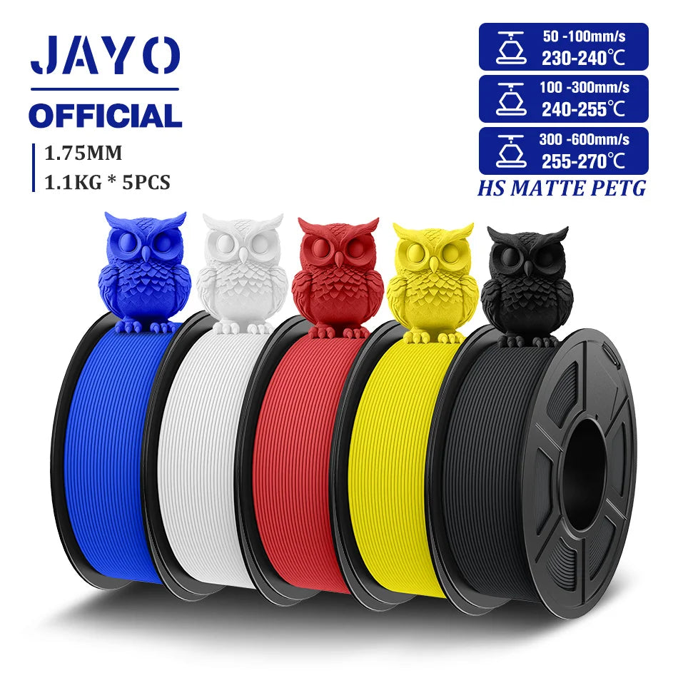 JAYO 3D Filament PLA/PLA META/PETG/SILK PLA+/Wood/PLA Marblel/ APLA 1.75mm 5Roll 1.1KG/0.5KG 3D Printer Filament for 3D Printer