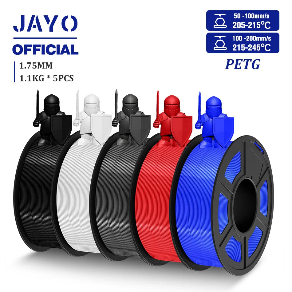 JAYO 3D Filament PLA/PLA META/PETG/SILK PLA+/Wood/PLA Marblel/ APLA 1.75mm 5Roll 1.1KG/0.5KG 3D Printer Filament for 3D Printer