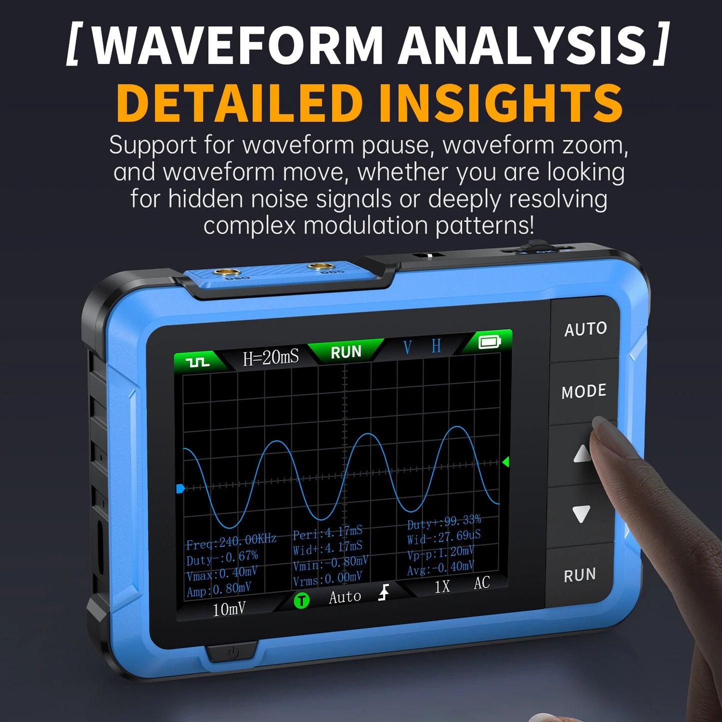 FNIRSI DSO510 New 10MHz Handheld Digital Oscilloscope 2 in 1 Signal Generator 48MS/s Sampling Rate Electronics Reparie Tools