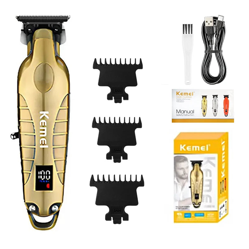 Kemei Rechargeable Electric Hair Clipper Professional Barber Trimmer For Man Cordless Shaver KM-90-4 KM-2293 Gold  KM-3209 Kit