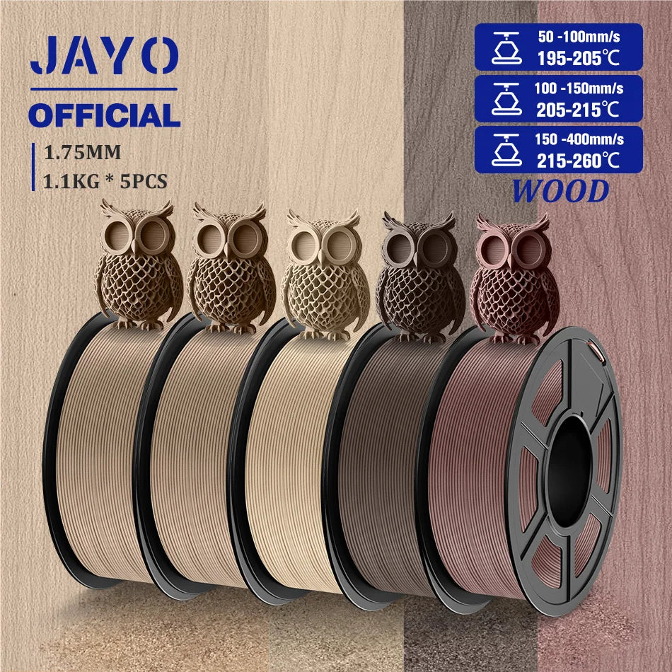 JAYO 3D Filament PLA/PLA META/PETG/SILK PLA+/Wood/PLA Marblel/ APLA 1.75mm 5Roll 1.1KG/0.5KG 3D Printer Filament for 3D Printer