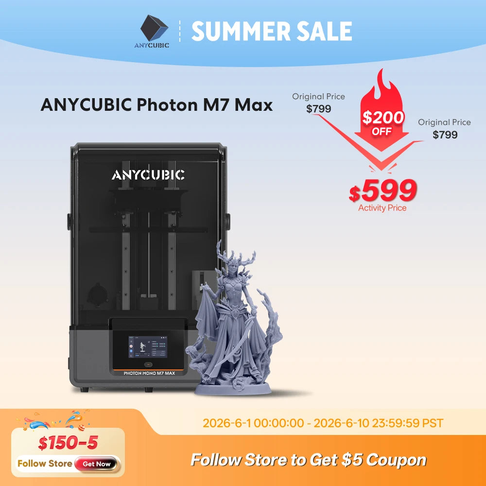 ANYCUBIC Photon Mono M7 Max AE 7K Mono LCD 3D Printer 14.7L Ultra-Large Print Volume LCD Resin 3D Printer COB+ Light Source