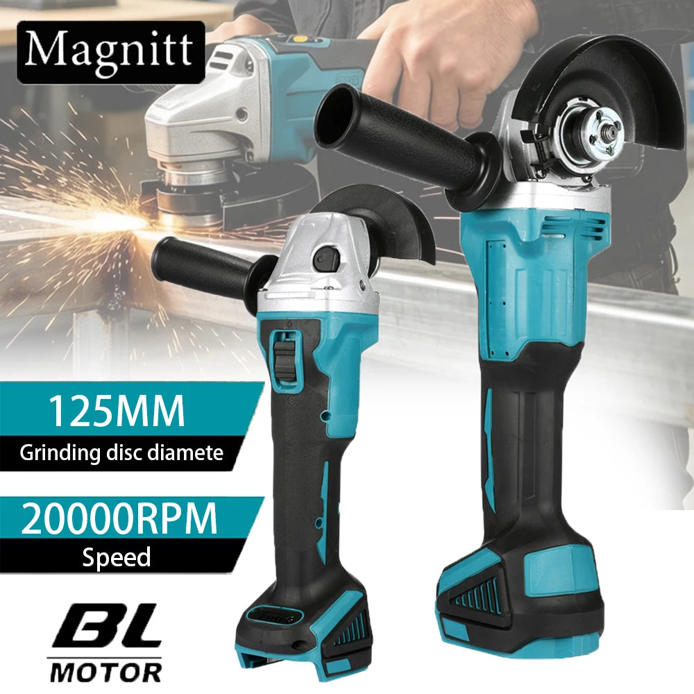 125MM Brushless Electric Angle Grinder Variable Speed M14 Cordless Grinder Cutting Machine Woodworking Power Tool for Makita 18V Battery Pin