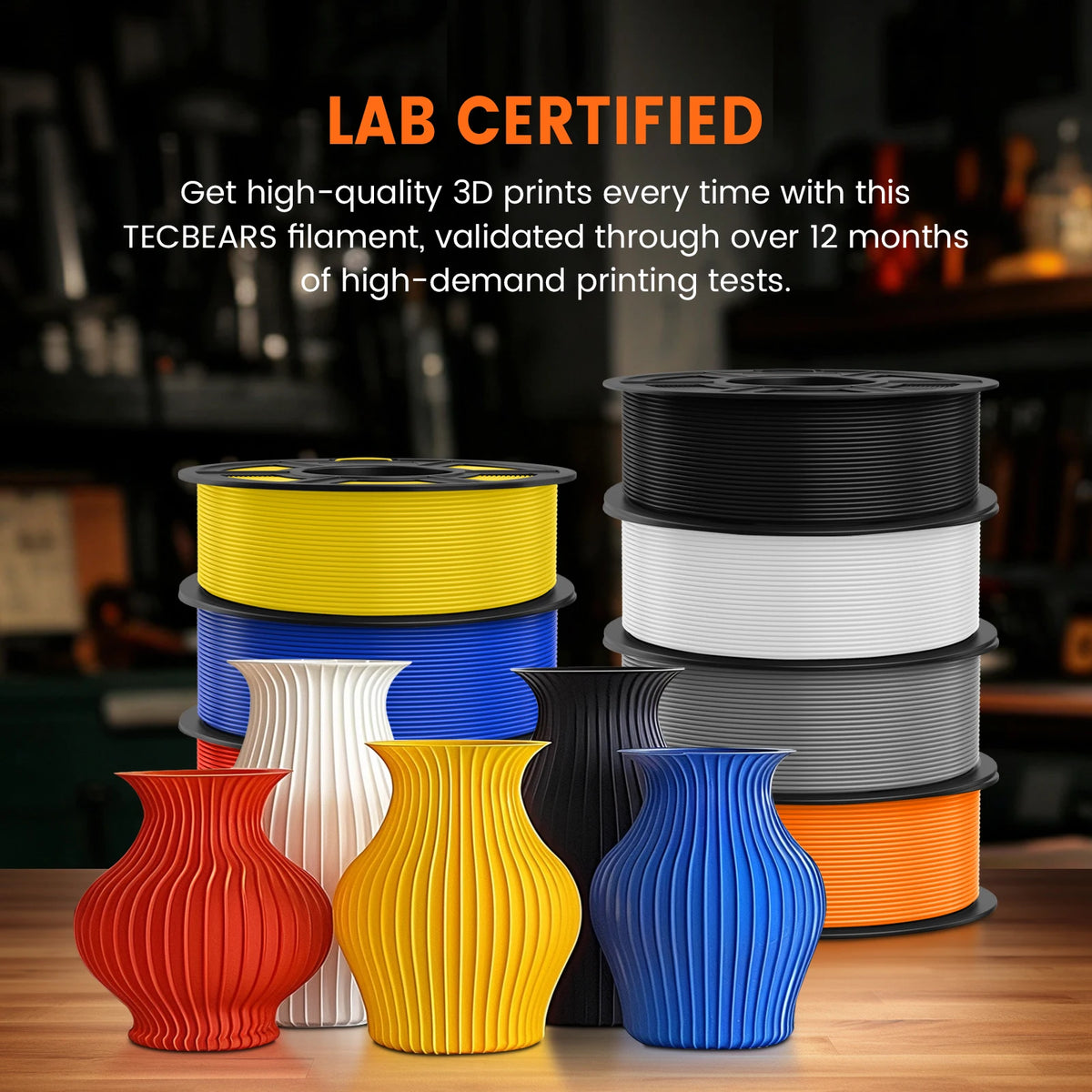 TECBEARS PETG 3D Printer Filament 1.75mm 5 Rolls 5KG Multi Color Petg Vacuum Packaging 100% No Bubble for FDM DIY Gift Material