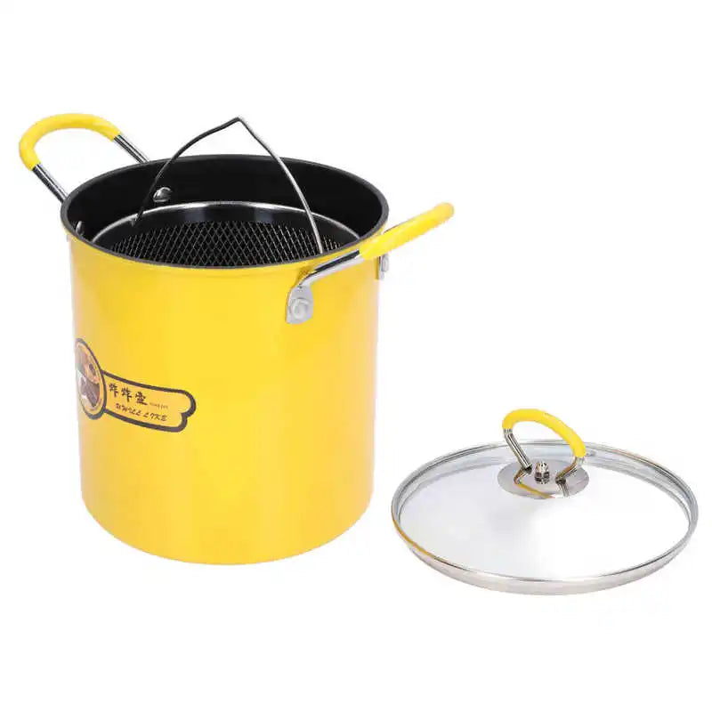 3L Mini Deep Fryer Pot Stainless Steel Japanese Frying Pot with Oil Filter Rack Lid for Home Kitchen Cooking Appliances Cookware