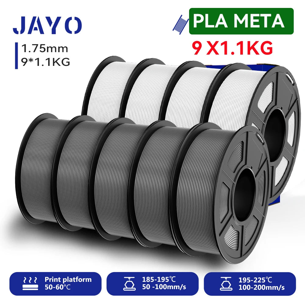 JAYO 9/10 Rolls 3D PETG/PLA/PLA PLUS Printer Filament 1.75mm 100% No Bubble non-toxic 3D Printing Materials for 3D Printer& Pen