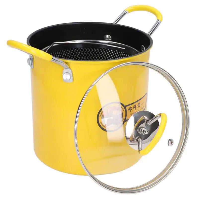 3L Mini Deep Fryer Pot Stainless Steel Japanese Frying Pot with Oil Filter Rack Lid for Home Kitchen Cooking Appliances Cookware