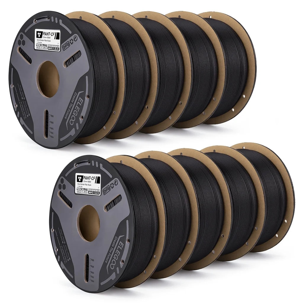 ELEGOO PAHT-CF Carbon Fiber Filament 1.75mm Black, Nylon CF High Temp 3D Printing,Corrosion Resistance,for Enclosed 3D Printers