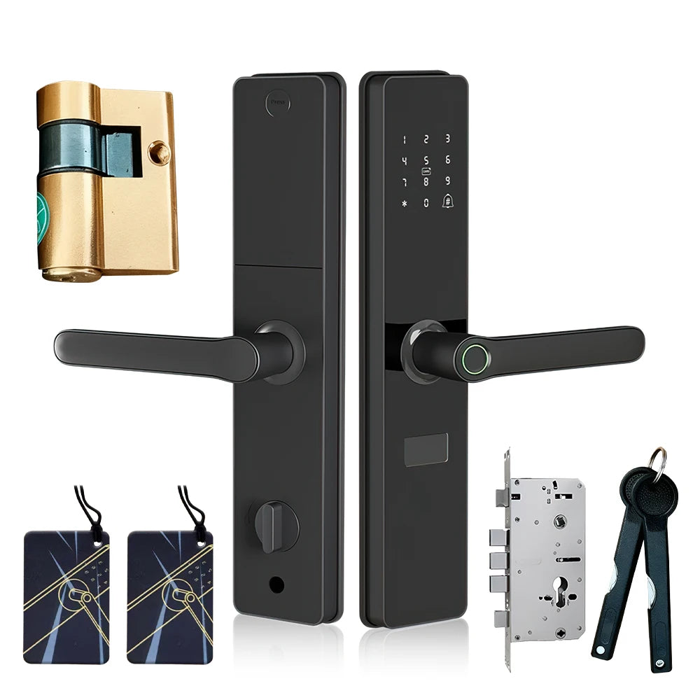 Smart Door Lock TTLock App Fingerprint Password RFID Card Remote Unlock 5-in-1 Keyless Entry for Home Office Apartment Security