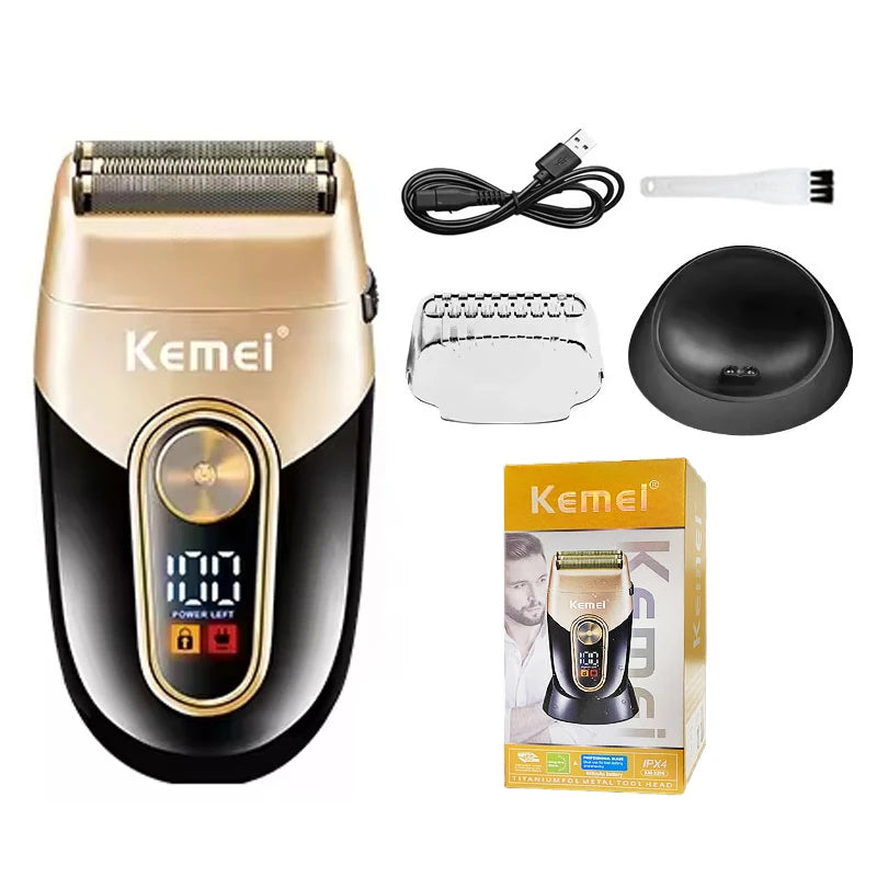 Kemei Rechargeable Electric Hair Clipper Professional Barber Trimmer For Man Cordless Shaver KM-90-4 KM-2293 Gold  KM-3209 Kit