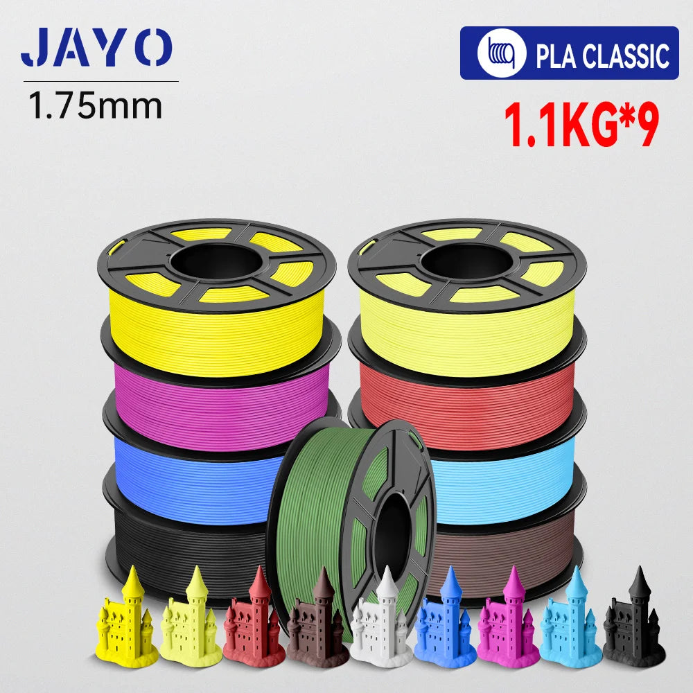 JAYO 9/10 Rolls 3D PETG/PLA/PLA PLUS Printer Filament 1.75mm 100% No Bubble non-toxic 3D Printing Materials for 3D Printer& Pen