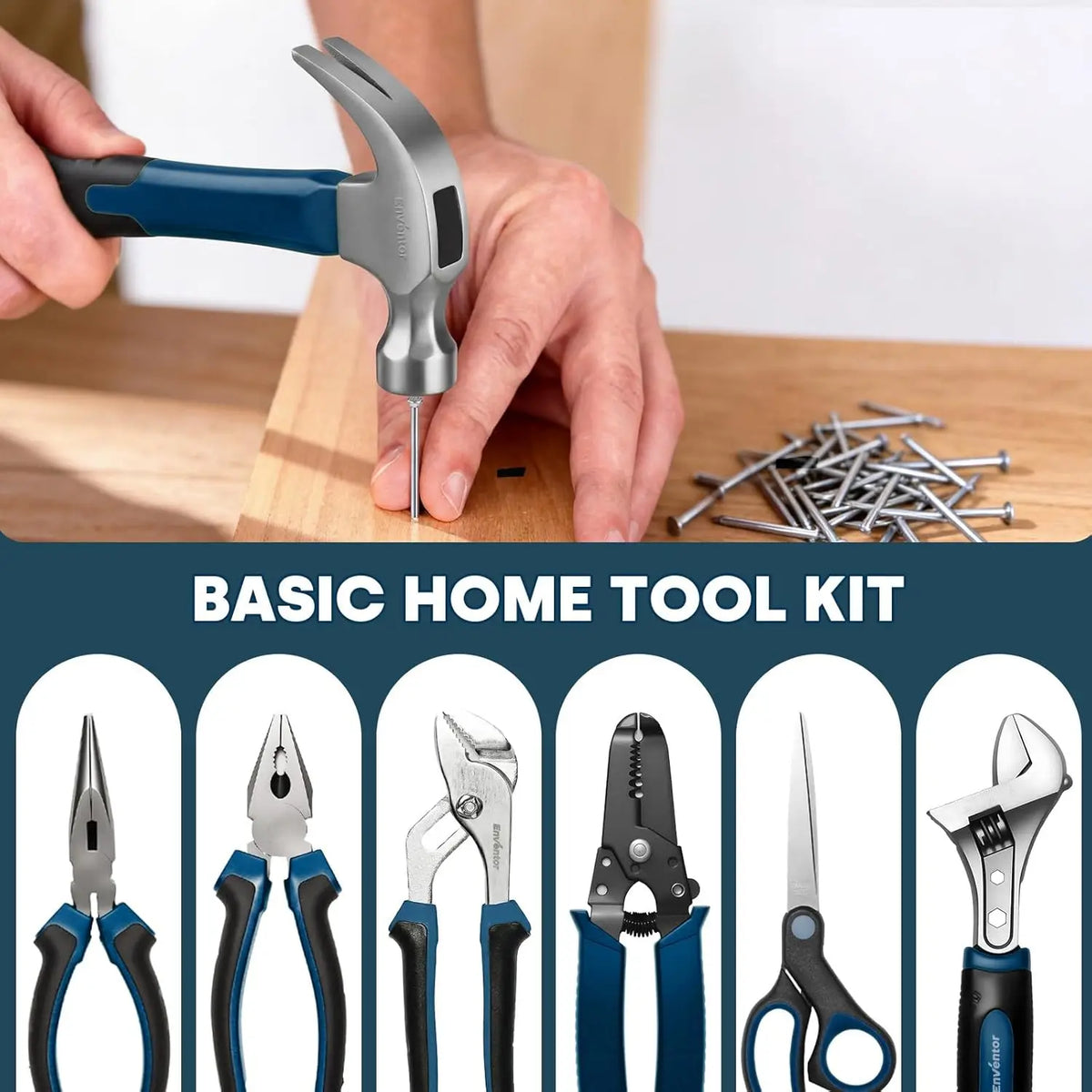 Enventor Tool Set, 220-Piece Home Tool Kit with Toolbox, Wrench and Hand Tools for Home Repairs, Auto Maintenance, DIY & General Use,Household Repair Tools for Men & Women, Blue