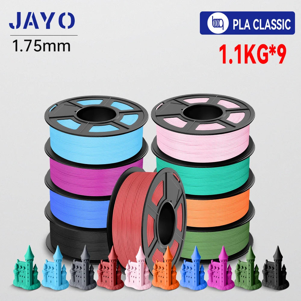 JAYO 9/10 Rolls 3D PETG/PLA/PLA PLUS Printer Filament 1.75mm 100% No Bubble non-toxic 3D Printing Materials for 3D Printer& Pen