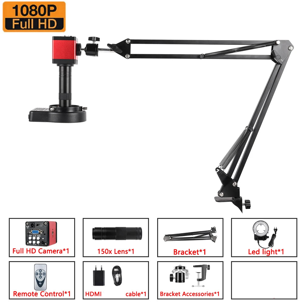 4K Digital Microscope 48MP Microscope For Electronics USB-C Industrial Cameras HDMI 1-150X Zoom C-Mount Lens Phone Pcb Soldering