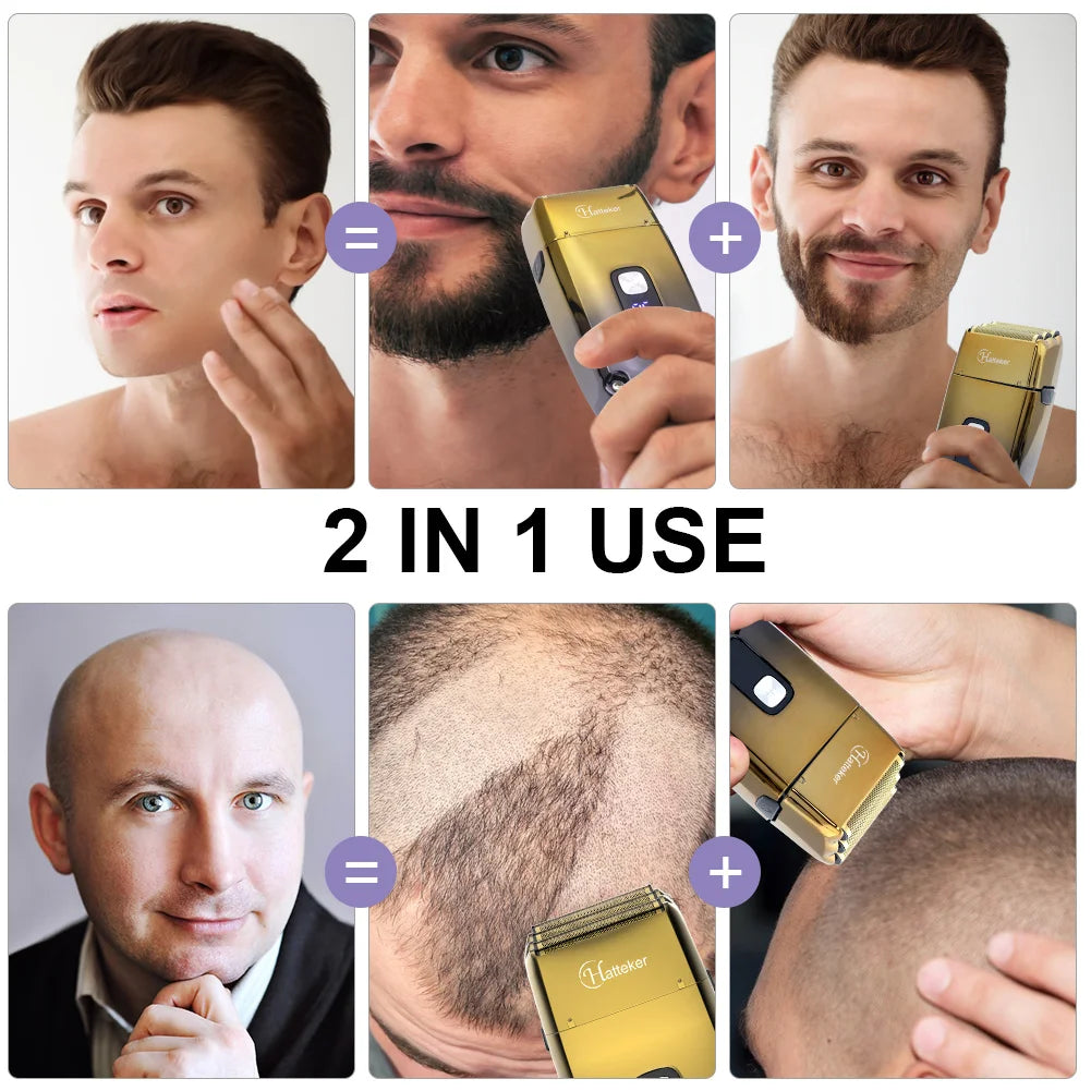 Hatteker Powerful Foil Electric Shaver Hair Durable Triple Head Shaving Machine for Men Beard Electric Razor Barber Tool