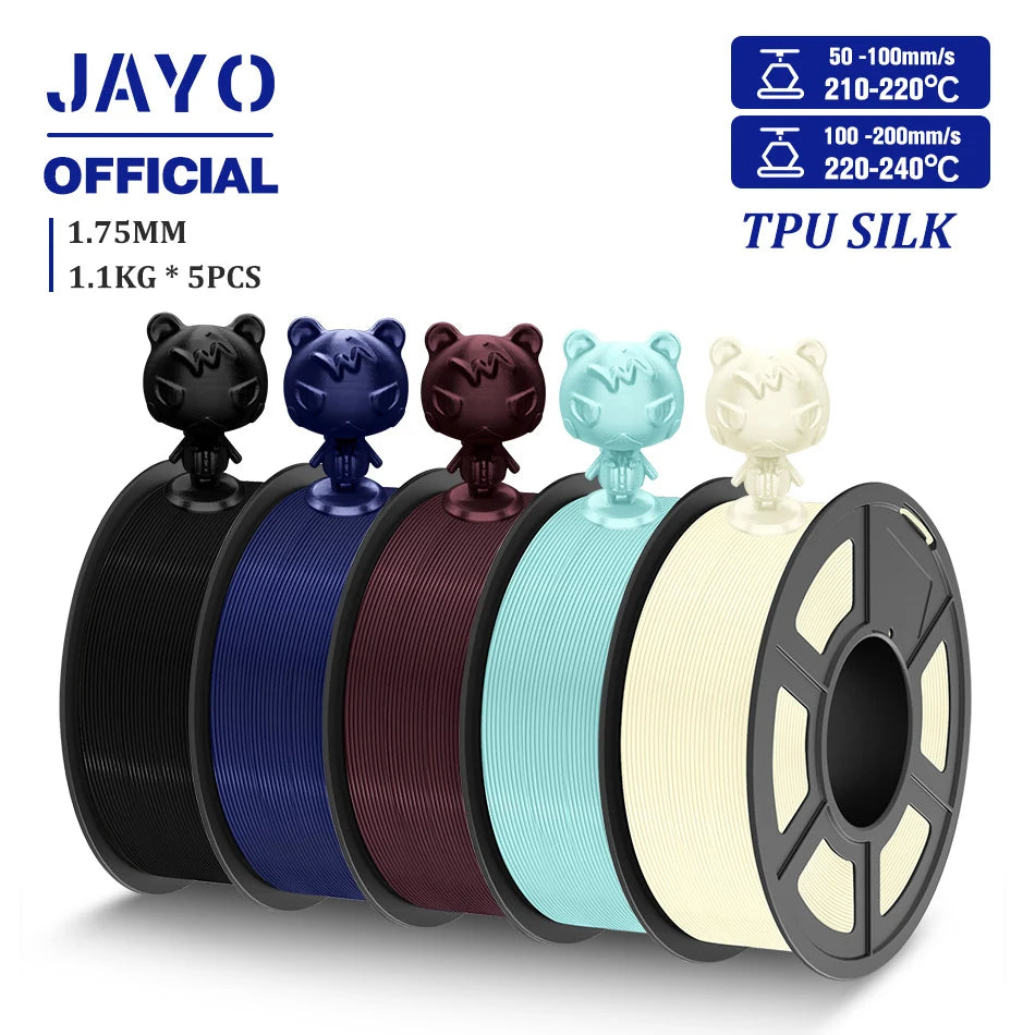 JAYO 3D Filament PLA/PLA META/PETG/SILK PLA+/Wood/PLA Marblel/ APLA 1.75mm 5Roll 1.1KG/0.5KG 3D Printer Filament for 3D Printer