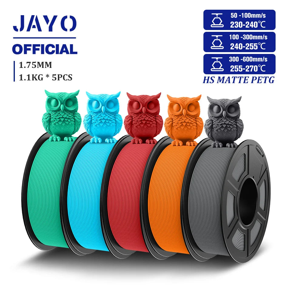 JAYO 3D Filament PLA/PLA META/PETG/SILK PLA+/Wood/PLA Marblel/ APLA 1.75mm 5Roll 1.1KG/0.5KG 3D Printer Filament for 3D Printer