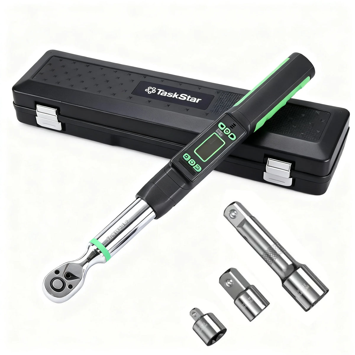 TaskStar 1/4" 1/2" 3/8" 72-Tooth Carbon Steel Digital Torque Wrench ±2% Accuracy Ratchet Wrench Automatic Quick Release Spanner