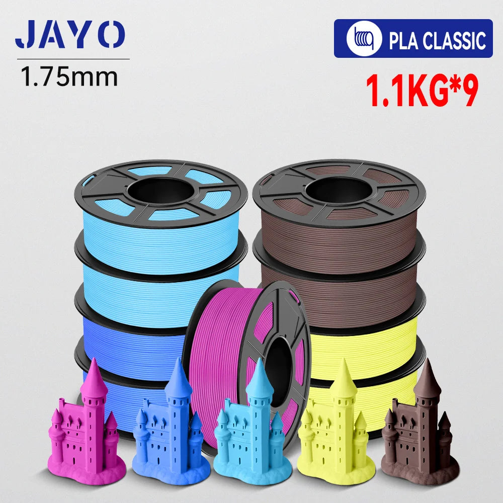 JAYO 9/10 Rolls 3D PETG/PLA/PLA PLUS Printer Filament 1.75mm 100% No Bubble non-toxic 3D Printing Materials for 3D Printer& Pen