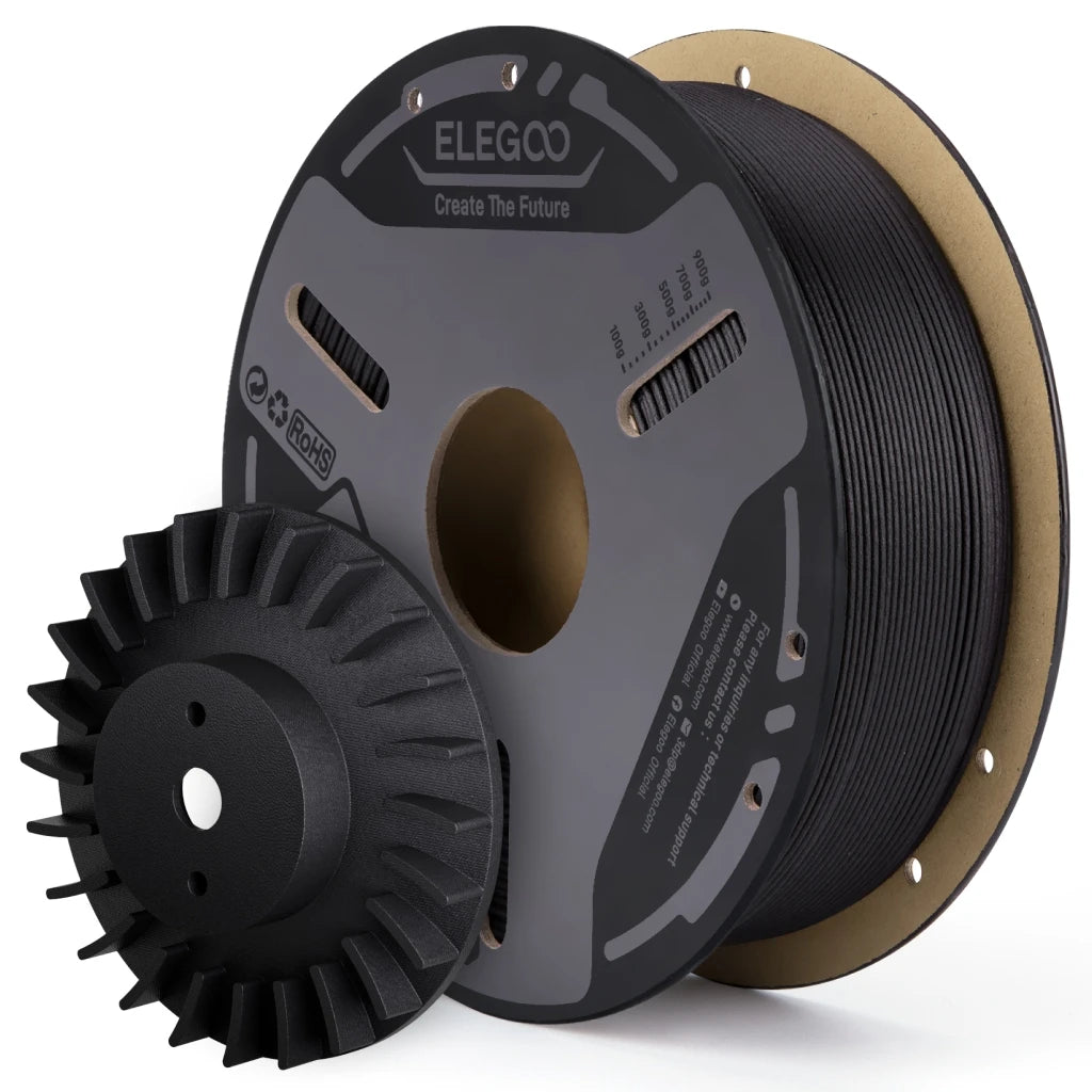 ELEGOO PAHT-CF Carbon Fiber Filament 1.75mm Black, Nylon CF High Temp 3D Printing,Corrosion Resistance,for Enclosed 3D Printers