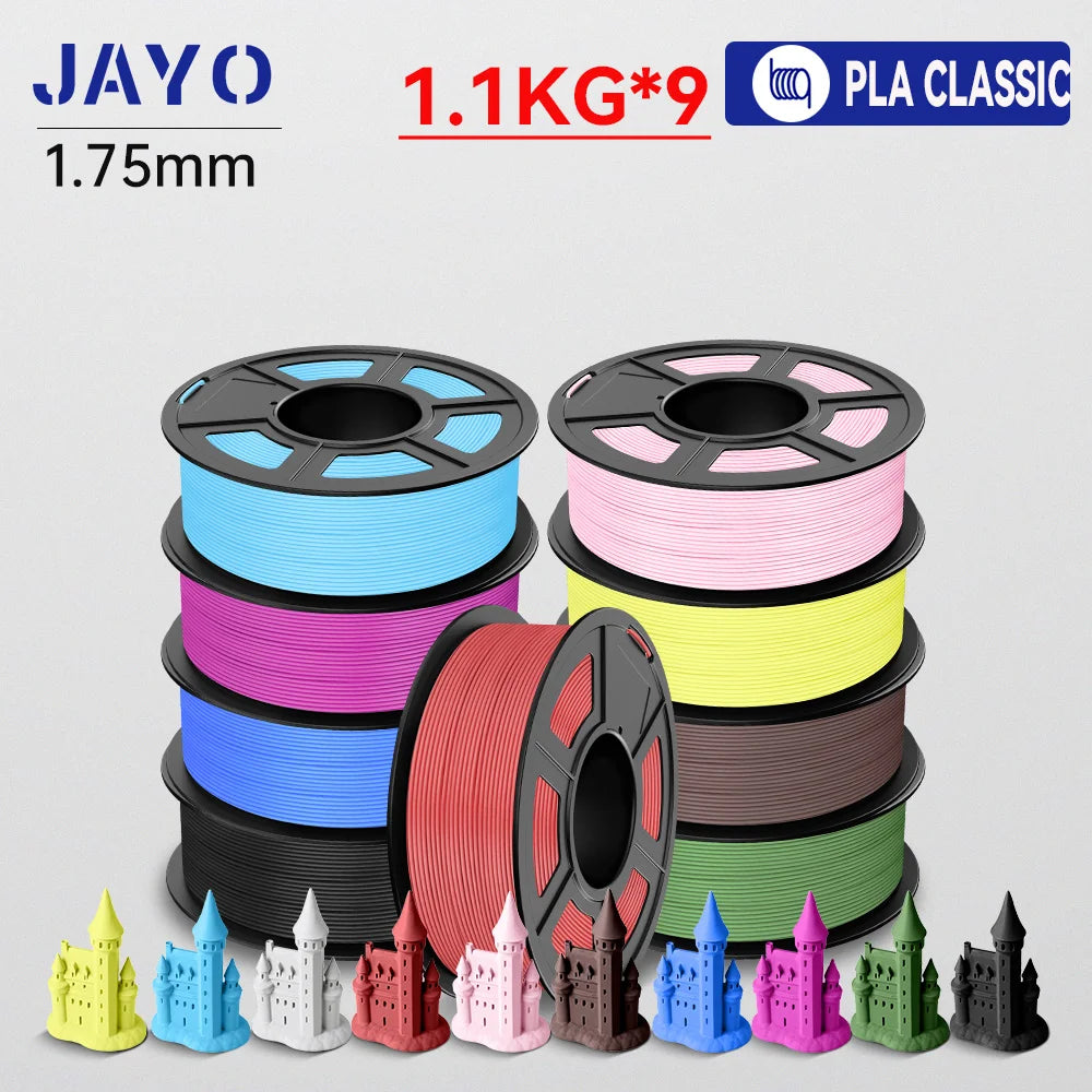 JAYO 9/10 Rolls 3D PETG/PLA/PLA PLUS Printer Filament 1.75mm 100% No Bubble non-toxic 3D Printing Materials for 3D Printer& Pen