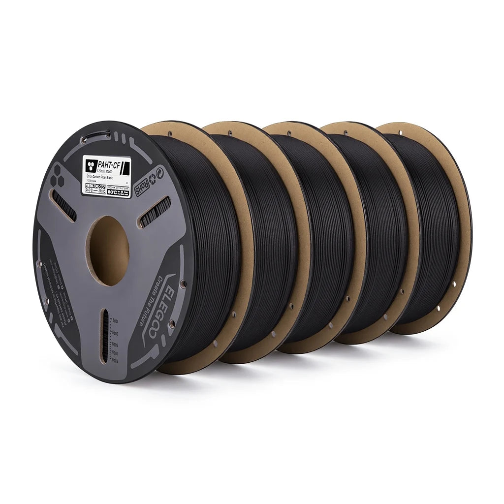 ELEGOO PAHT-CF Carbon Fiber Filament 1.75mm Black, Nylon CF High Temp 3D Printing,Corrosion Resistance,for Enclosed 3D Printers
