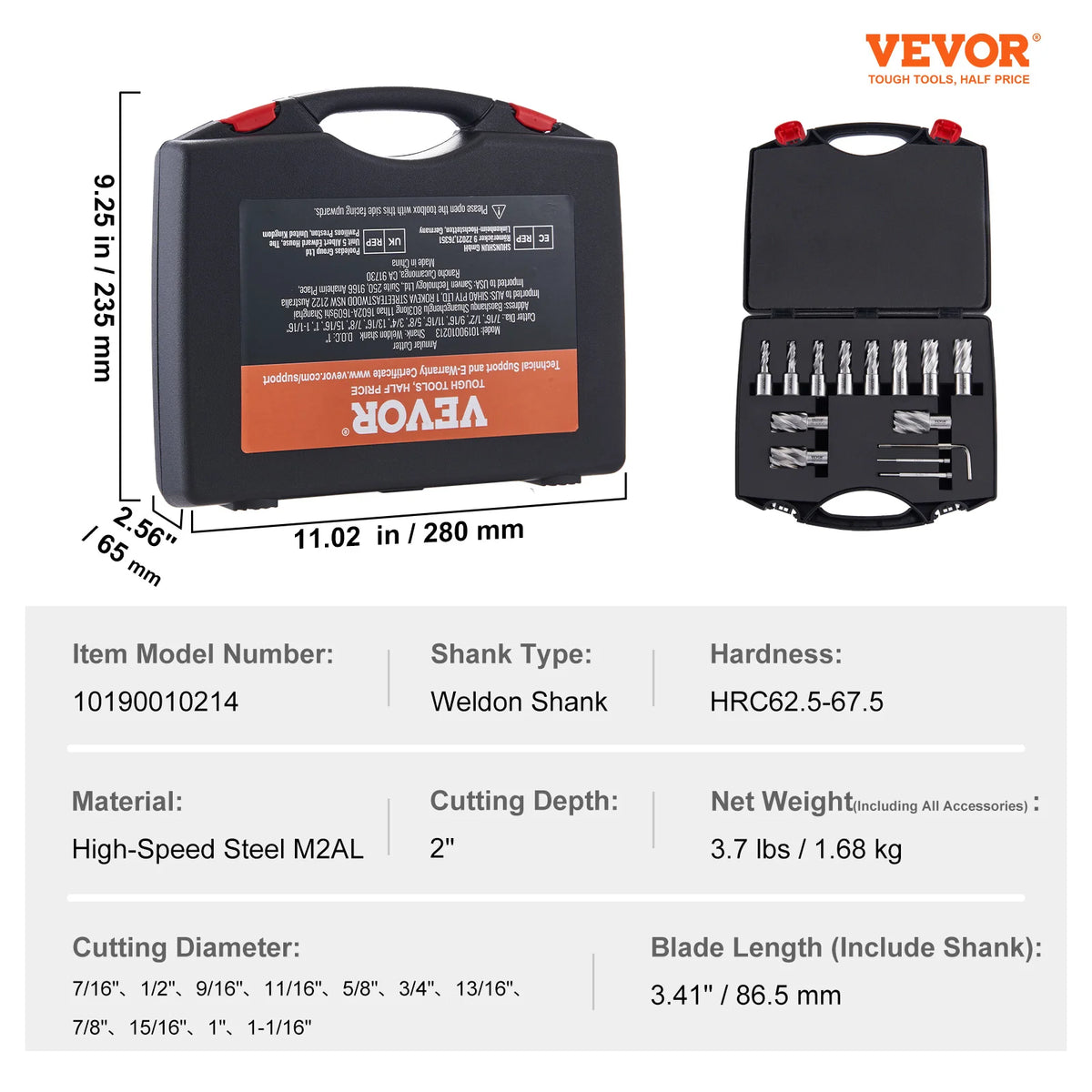 SucceBuy Annular Cutter Set 6 pcs13 pcs Weldon Shank Mag Drill Bits 1" / 2" Cutting Depth for Using with Magnetic Drills