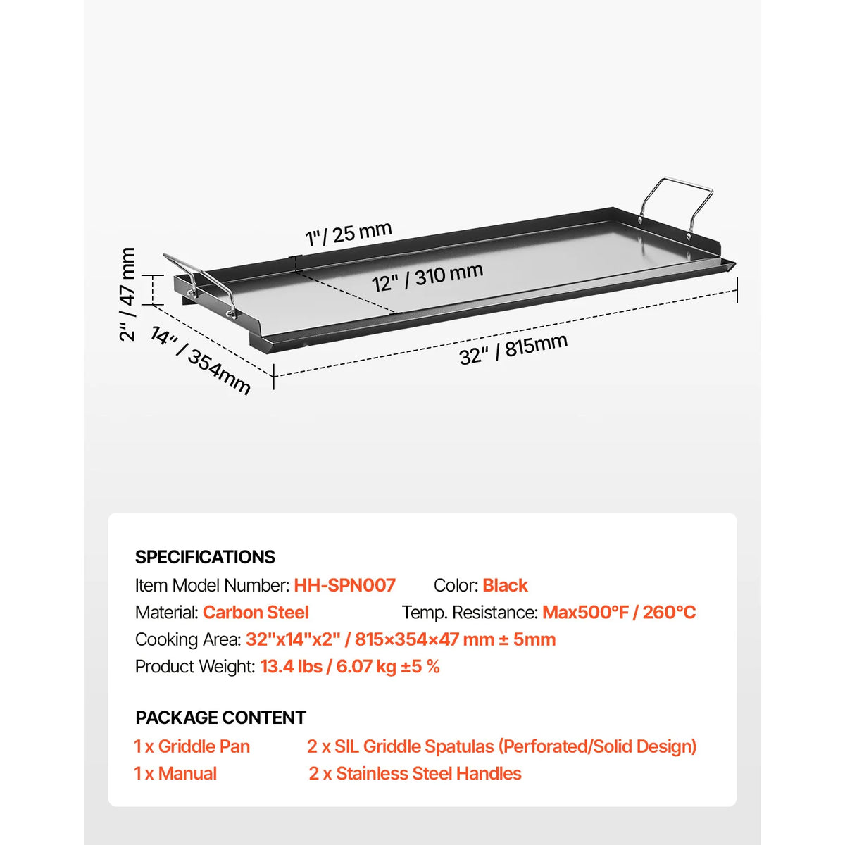 SucceBuy Carbon Steel Griddle Universal Flat Top Rectangular Plate Gas Grill Griddle for BBQ Grill Portable Family Cookware
