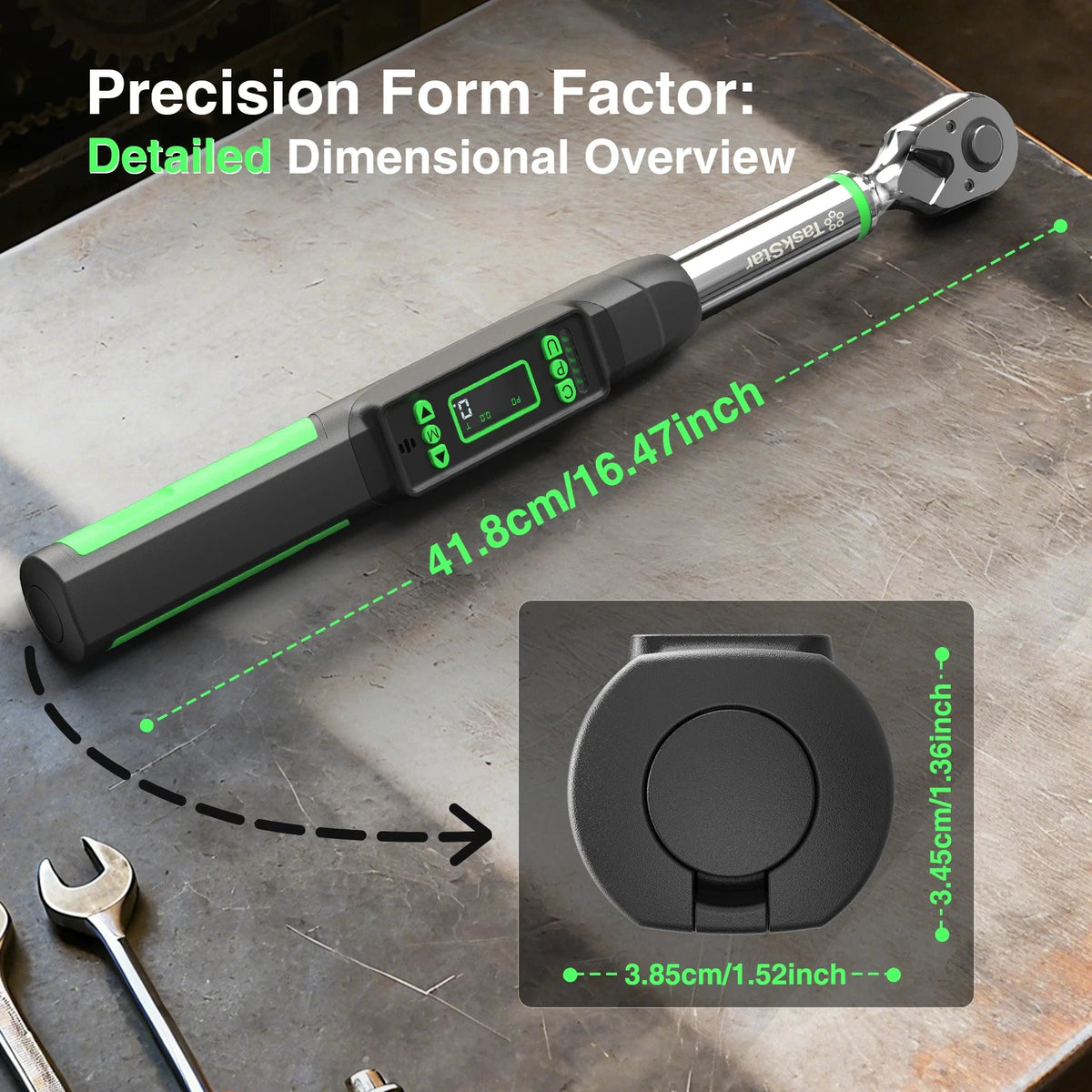 TaskStar 1/4" 1/2" 3/8" 72-Tooth Carbon Steel Digital Torque Wrench ±2% Accuracy Ratchet Wrench Automatic Quick Release Spanner