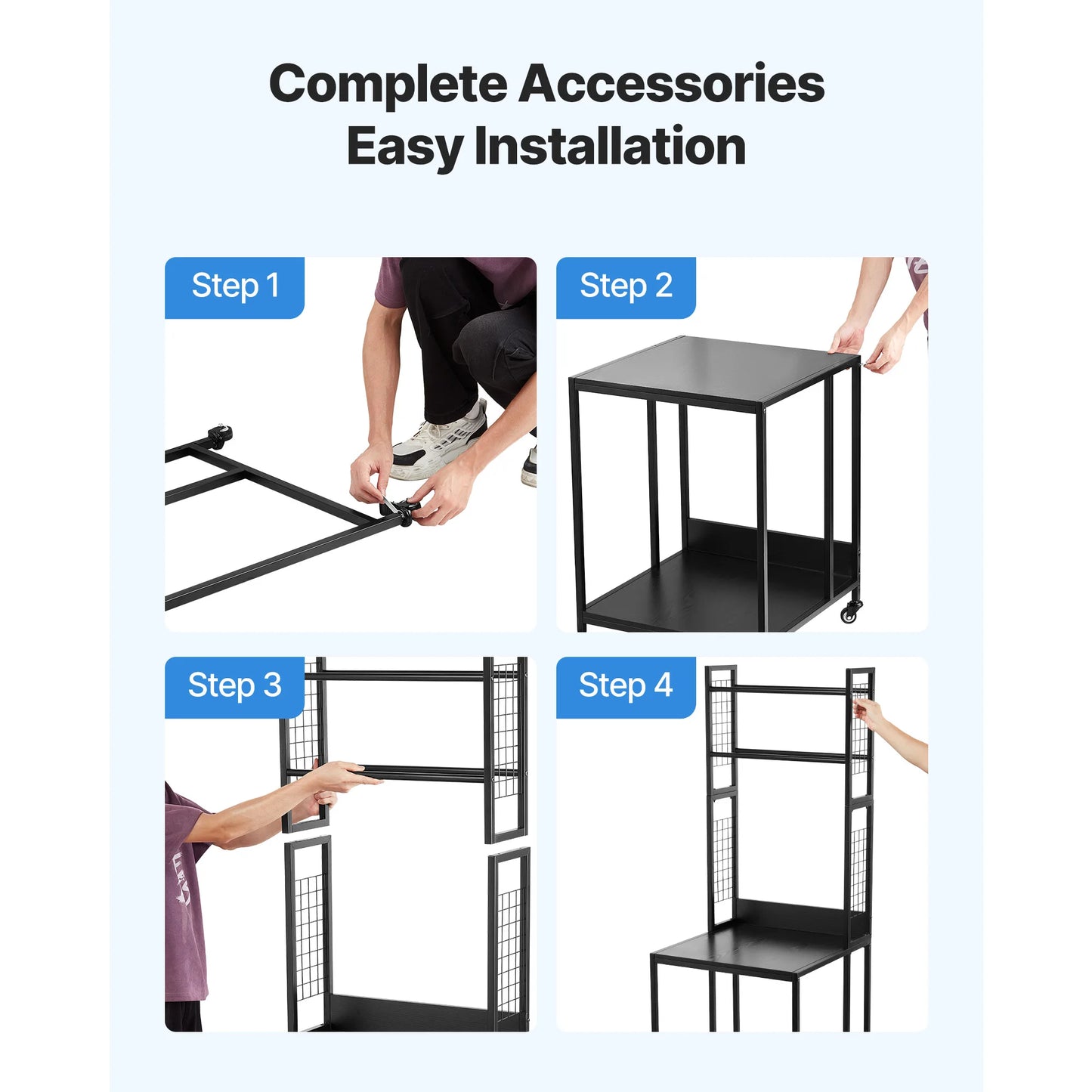 SucceBuy 4-Tier 3D Printer Filament Storage Rack with Wheels Printer Stand Spools Holder Cart for 3D Printing Station Office