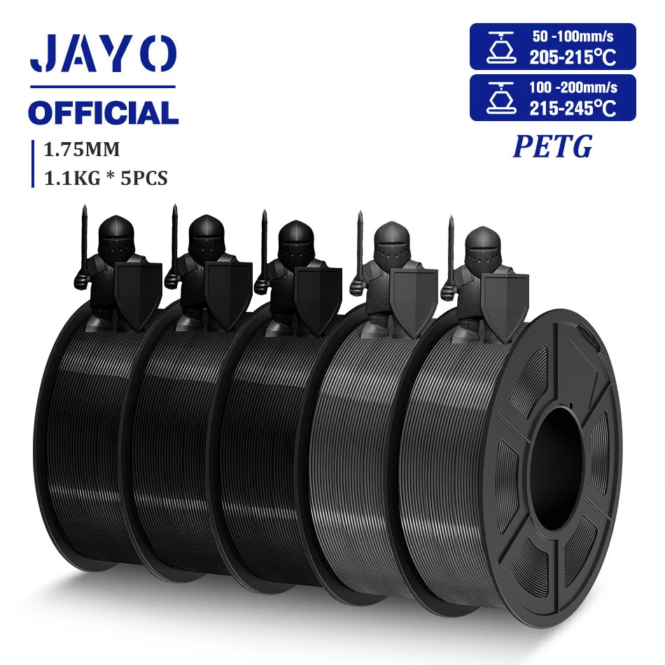 JAYO 3D Filament PLA/PLA META/PETG/SILK PLA+/Wood/PLA Marblel/ APLA 1.75mm 5Roll 1.1KG/0.5KG 3D Printer Filament for 3D Printer
