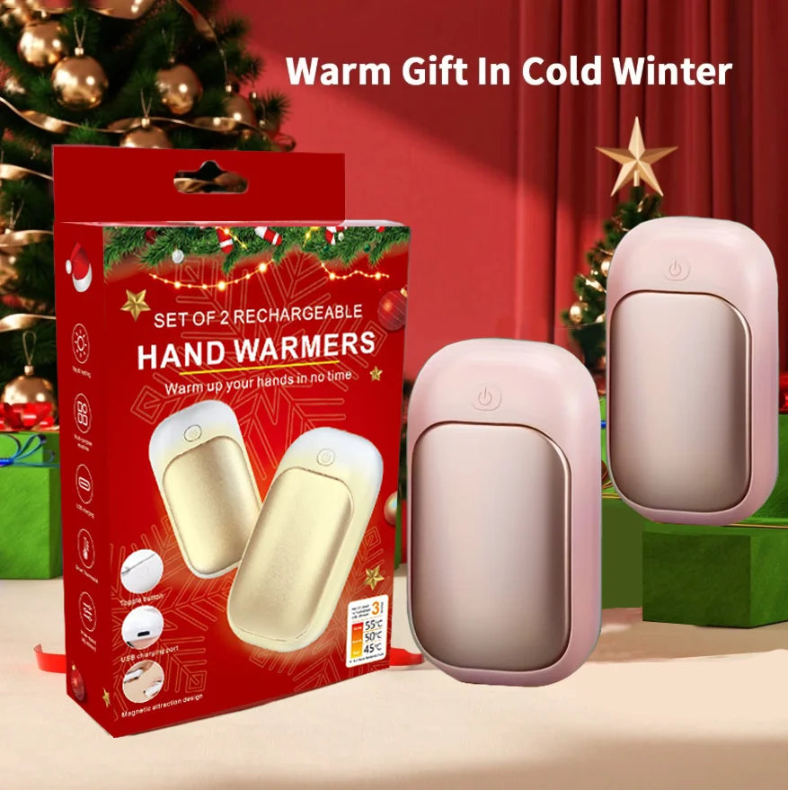 Magnetic Rechargeable Hand Warmer 2-Piece Set, Portable Handheld Heater, Men's Technology Gift, Essential for Winter