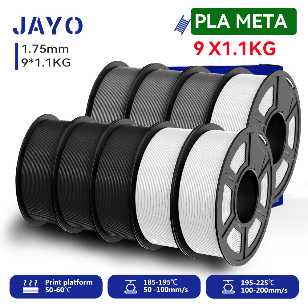 JAYO 9/10 Rolls 3D PETG/PLA/PLA PLUS Printer Filament 1.75mm 100% No Bubble non-toxic 3D Printing Materials for 3D Printer& Pen